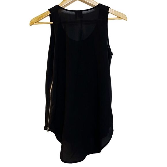 Paper Crane Zip Up Sides Blouse Tank Black Size Small - Picture 3 of 5